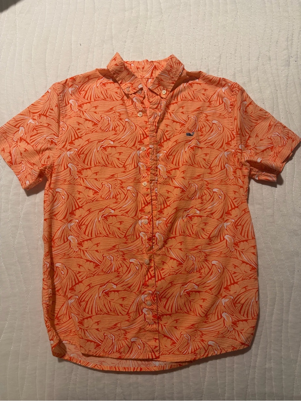Vineyard Vines Orange Short-Sleeve Printed Button-Down Shirt